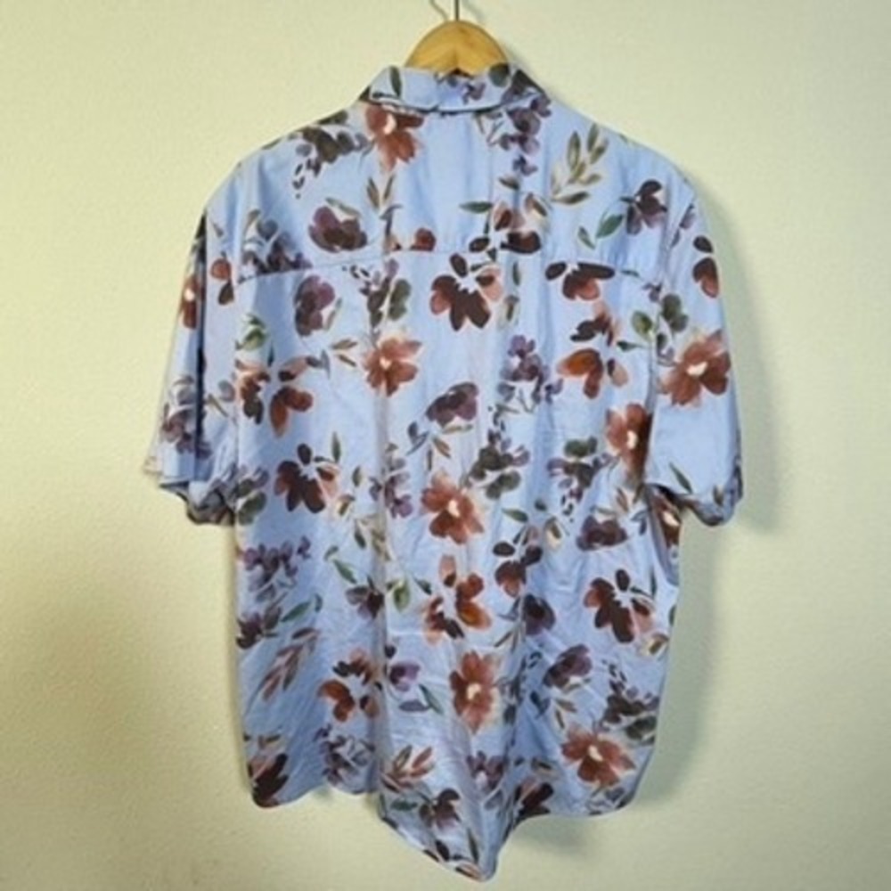 Ted Baker London Floral Camp Shirt Men 7 3XL Blue Watercolor Cotton Short Sleeve - Picture 8 of 8